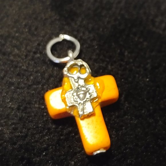 MEXICANA Jewelry - Small Cross Charm in Orange